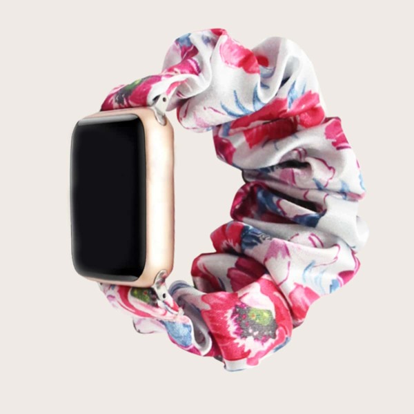 

1pc Flower Pattern Scrunchie Design Watchband For iWatch, Multicolor