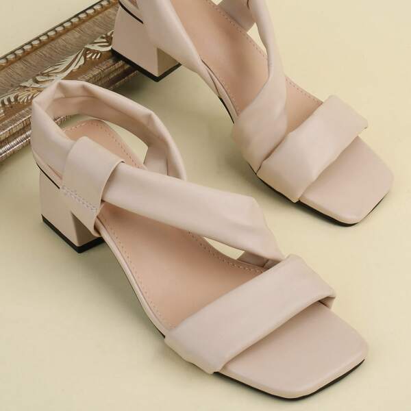 

Minimalist Chunky Slingback Sandals, Beige