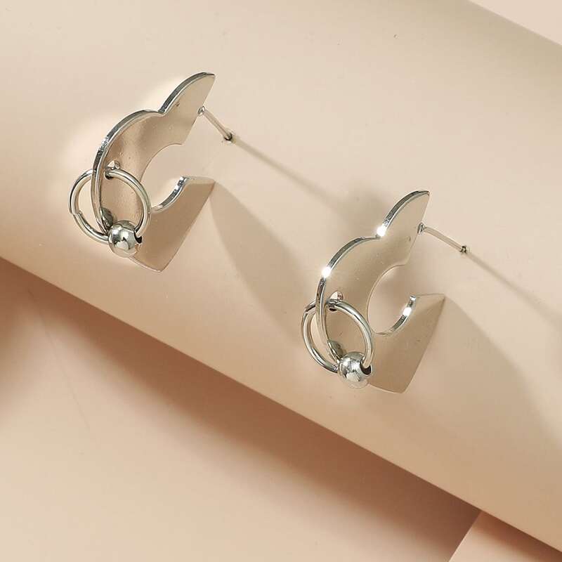 

Heart Hoop Earrings, Silver