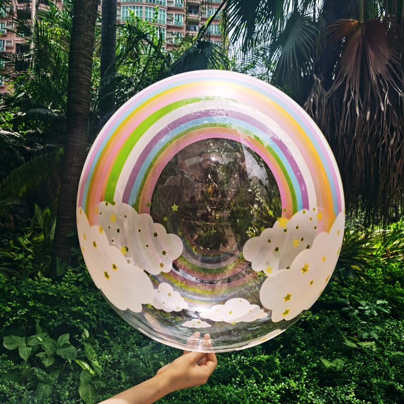 

1pc Rainbow Design Balloon, Multicolor