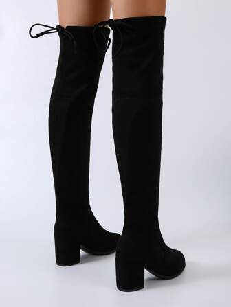 Höst/vinter Damstövlar med grov klack och rund tå, Mode, Sexiga