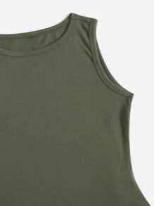SHEIN EZwear Solid Skinny Bodysuit - Army Green - View 4