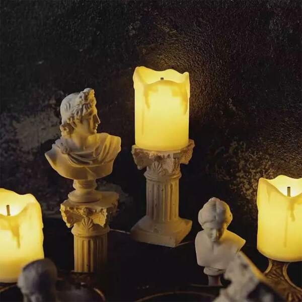 

1pc Candle Shaped Decorative Light & 1pc Holder, Yellow