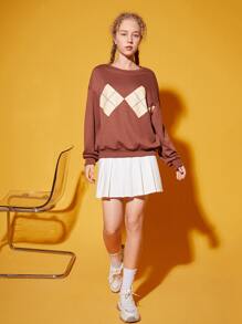 SHEIN 青少年女孩素色高腰百褶半身裙