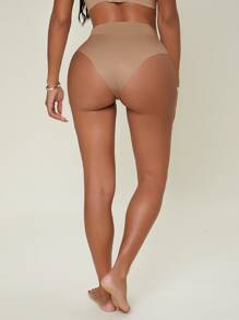 Women's Mocha Brown Plain High Stretch Casual Comfy Thong - Mocha Brown - View 2