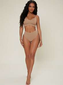 Women's Mocha Brown Plain High Stretch Casual Comfy Thong - Mocha Brown - View 3