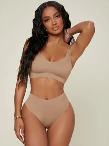 Women's Mocha Brown Plain High Stretch Casual Comfy Thong - Mocha Brown - View 5