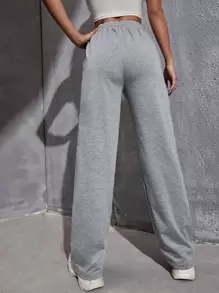 Muchica Marled Knit Ripped Drawstring Waist Joggers - Grey - View 2