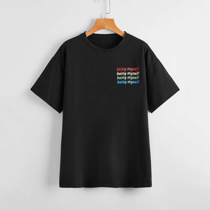 

Slogan Oversized Tee, Black