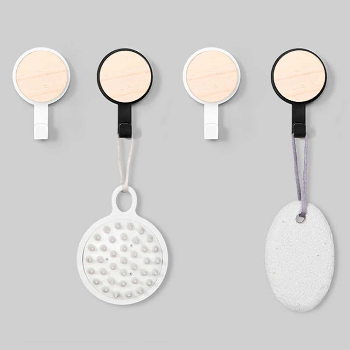 

1pc Wooden Wall Hook, Black and white