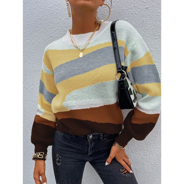 

Drop Shoulder Colorblock Sweater, Yellow