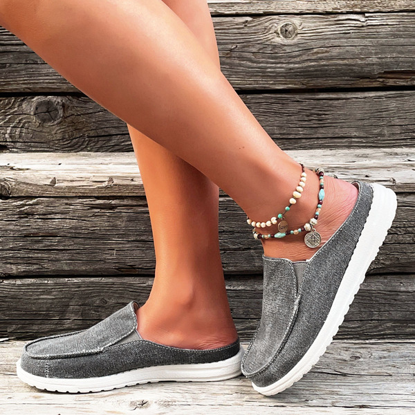 

Minimalist Slip On Flat Mules, Dark grey