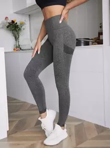 Yoga Basic Heathered Gray Sports Leggings