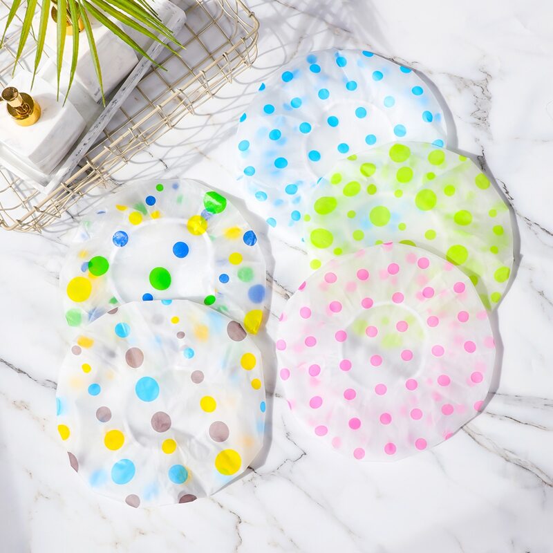 

2pcs Polka Dot Pattern Random Shower Cap, Multicolor