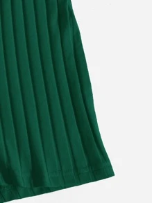 Muchica Mock Neck Rib-knit Unitard Romper - Dark Green - View 4