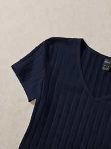 SHEIN Essnce V-neck Rib-knit Tee