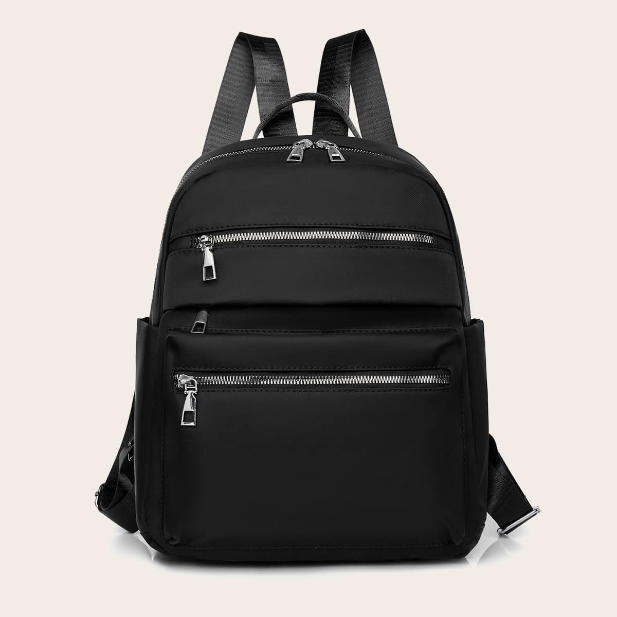 

Minimalist Zip Large Capacity Backpack, Black