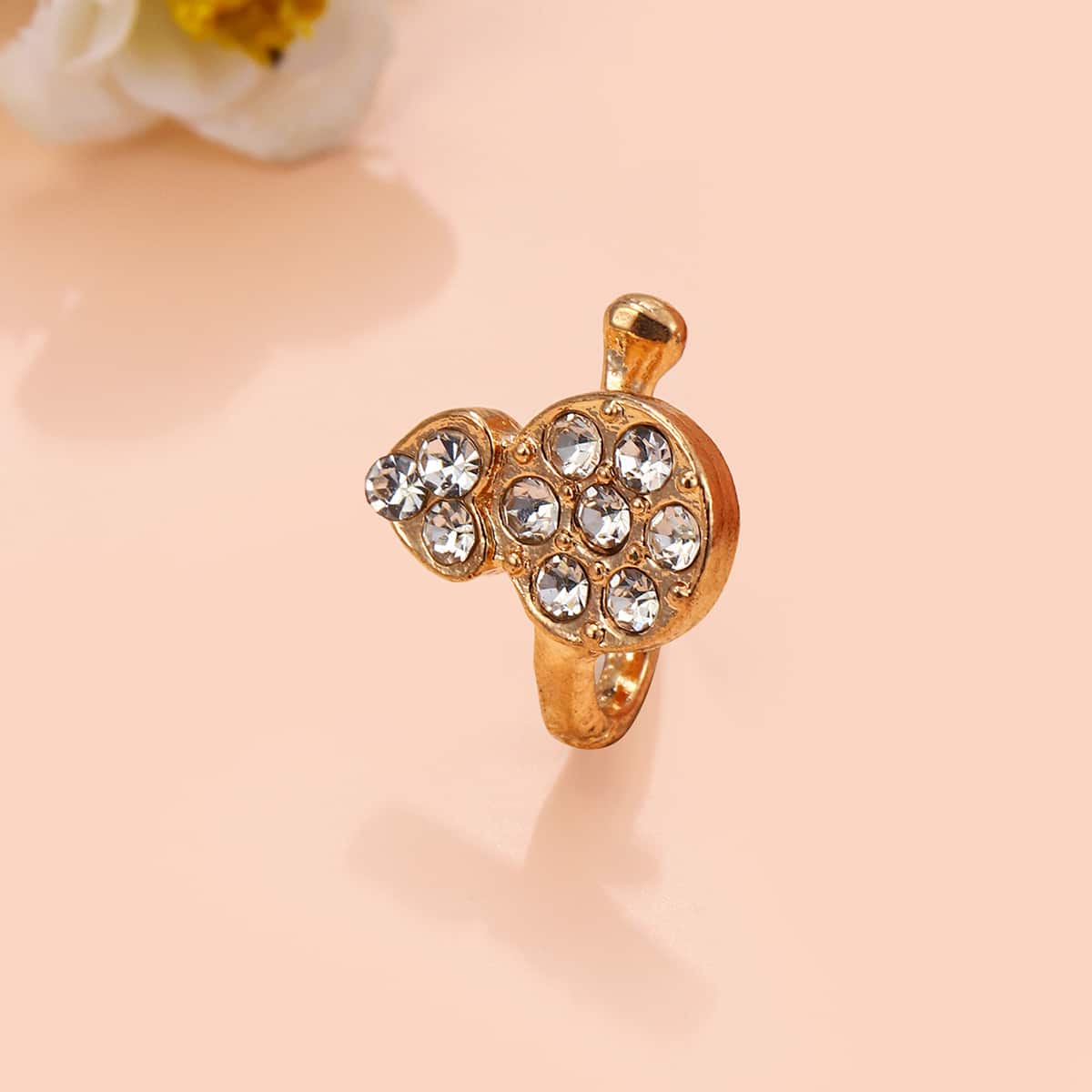 

Rhinestone Decor Nose Ring, Gold