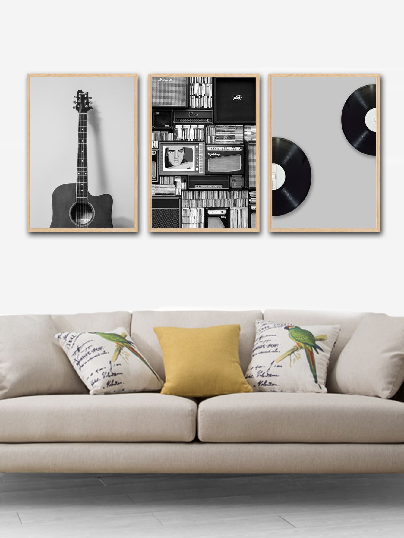 3入組唱片和吉他版畫無框畫 - 彩色 - 查看 1