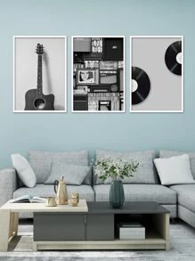 3入組唱片和吉他版畫無框畫 - 彩色 - 查看 4