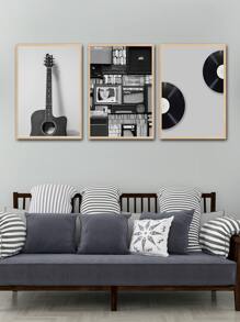 3入組唱片和吉他版畫無框畫 - 彩色 - 查看 5