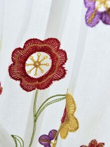Flower Embroidery Sheer Valance - Multicolor - View 2