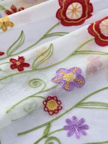 Flower Embroidery Sheer Valance - Multicolor - View 5