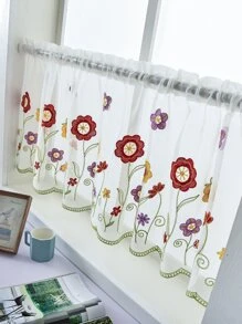 Flower Embroidery Sheer Valance - Multicolor - View 6