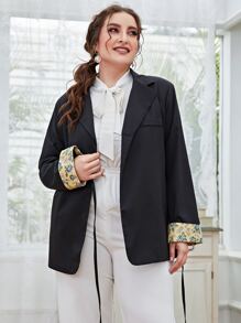 Mulvari Plus Solid Wrap Tie Side Blazer - Black - View 1