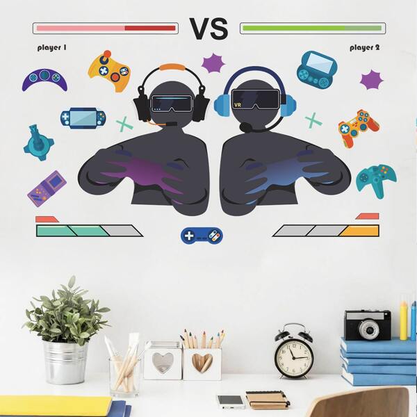 

2pcs Gamepad Print Wall Sticker, Multicolor