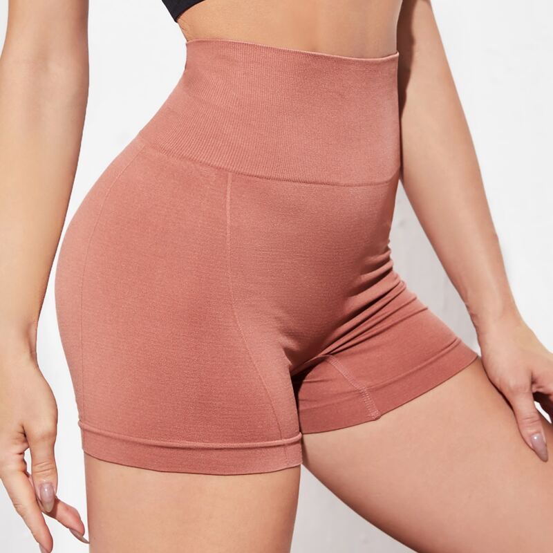 

Solid Wide Waistband Sports Shorts, Dusty pink