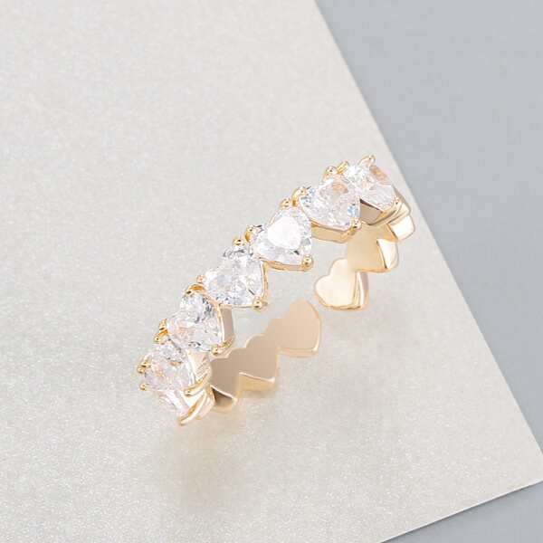 

16K Gold Plated Zircon Heart Decor Ring