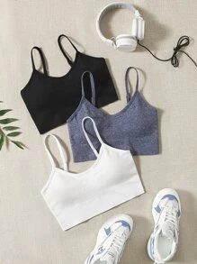 Yoga Basic 3 piezas Sujetador deportivo soporte ligero con tira espagueti - Multicolor - Ver 1