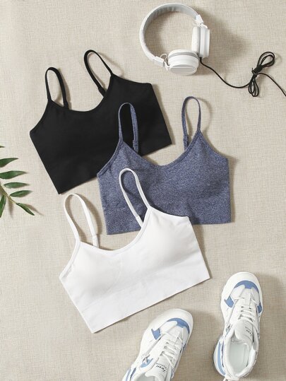 3 عبوات حمالة صدر رياضية داعمة خفيفة بشريط سباغيتي