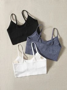 Yoga Basic 3 piezas Sujetador deportivo soporte ligero con tira espagueti - Multicolor - Ver 2