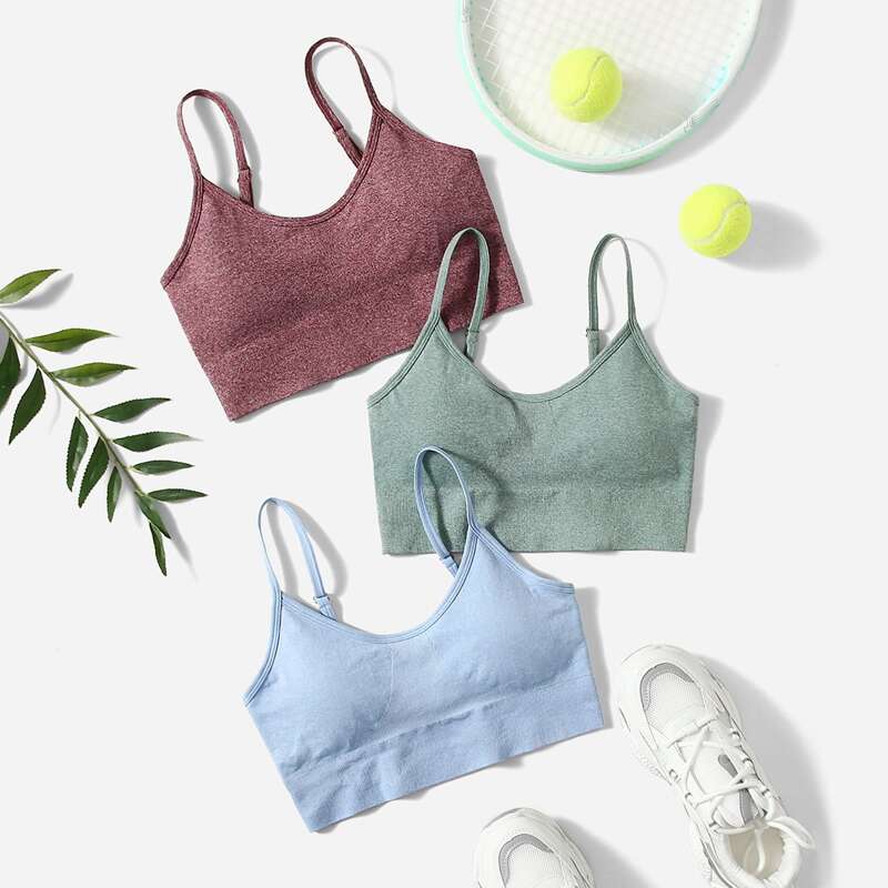 

3pack High Support Spaghetti Strap Sports Bra, Multicolor