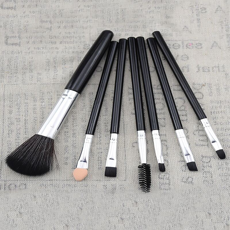 

7pc Plain Makeup Brush Set, Black