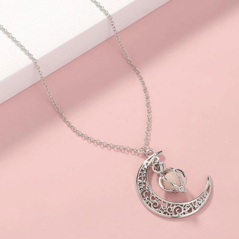 

Luminous Moon Pendant Necklace, Silver