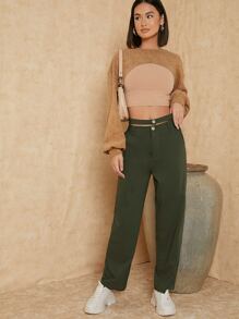 SHEIN Pullover corto cruzado sin ropa interior - Marrón - Ver 5