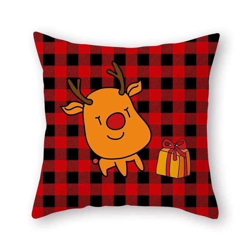 

Christmas Deer Print Cushion Cover Without Filler, Multicolor