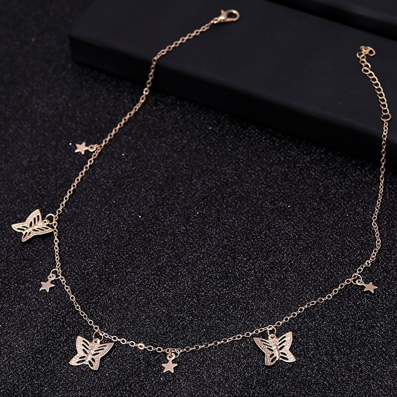 

1pc Butterfly Charm Choker Necklace, Gold