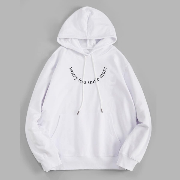 

Guys Letter Pocket Drawstring Hoodie, White