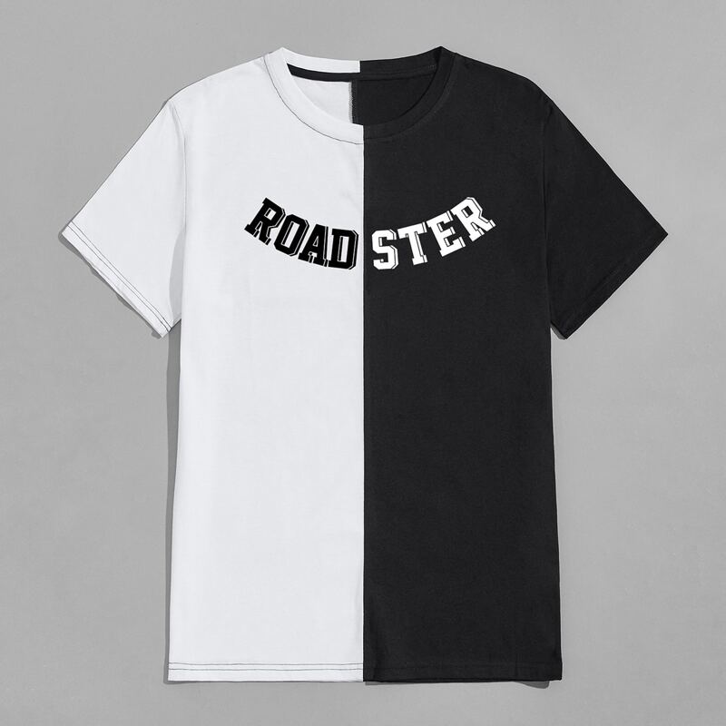 

Guys Letter Colorblock Tee, Black and white