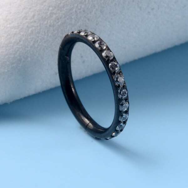

1pc Men Zircon Decor Nose Ring, Black