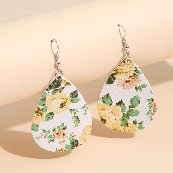 

Floral Pattern Water Drop Earrings, Yellow