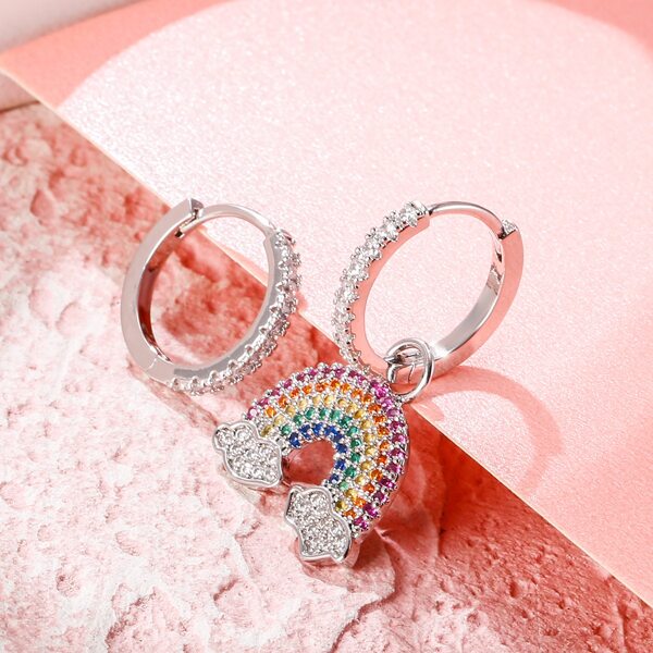 

Zircon Rainbow Drop Earrings, Silver