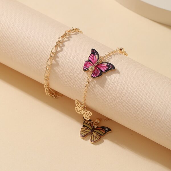 

2pcs Butterfly Charm Anklet, Gold