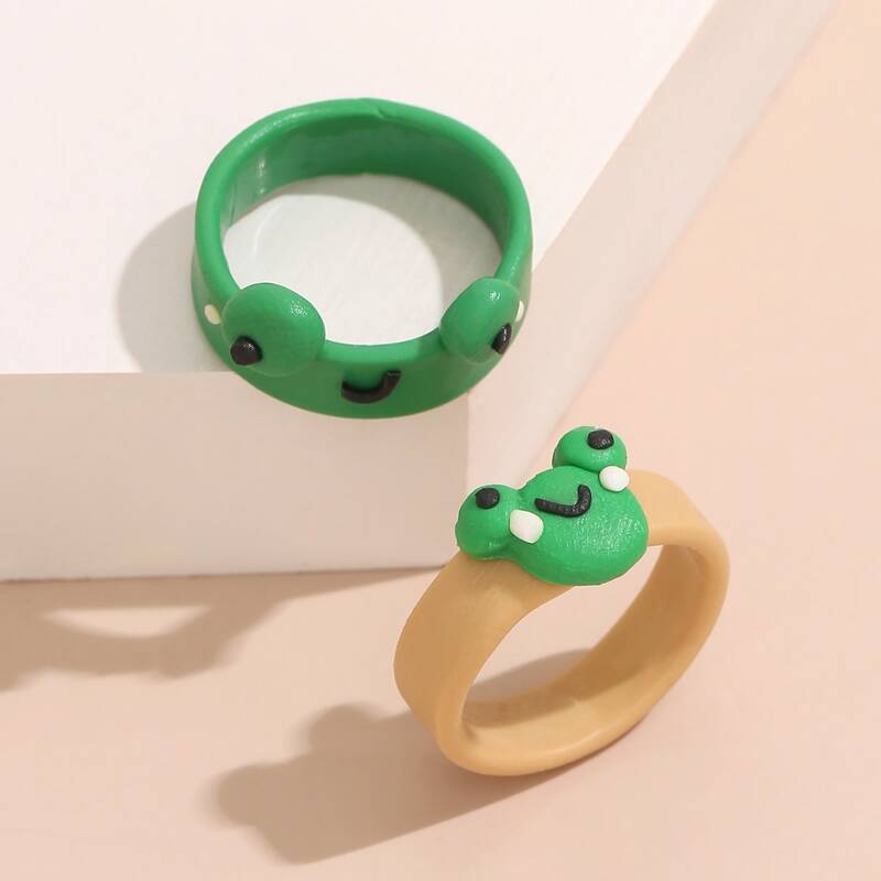 

2pcs Cartoon Frog Decor Ring, Multicolor