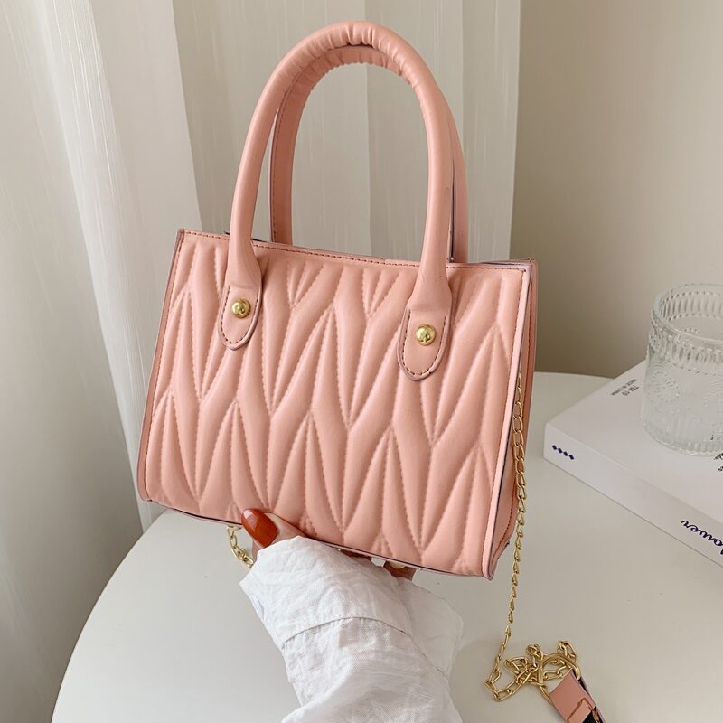 

Quilted Satchel Bag, Pink