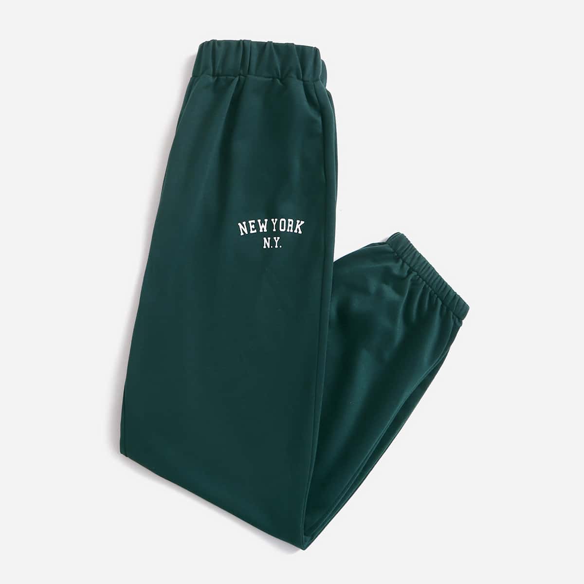 

Letter Print Sweatpants, Dark green